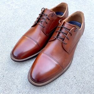 New Florsheim Men's Rucci Cap Toe Oxford 13384-221 Brown Cognac Lace Shoes 10.5M